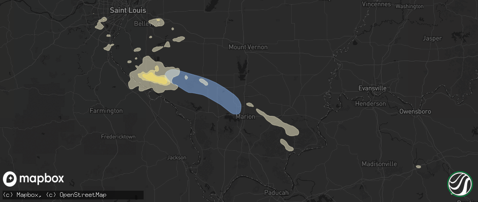 Hail map in Freeman Spur, IL on July 10, 2026