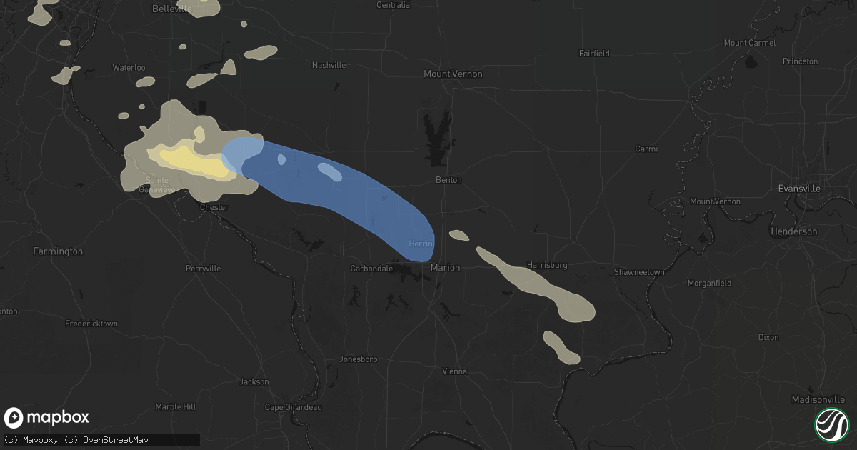 Hail map in Freeman Spur, IL on July 10, 2026
