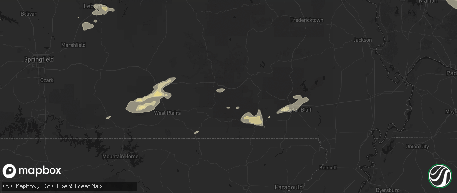 Hail map in Fremont, MO on July 10, 2026