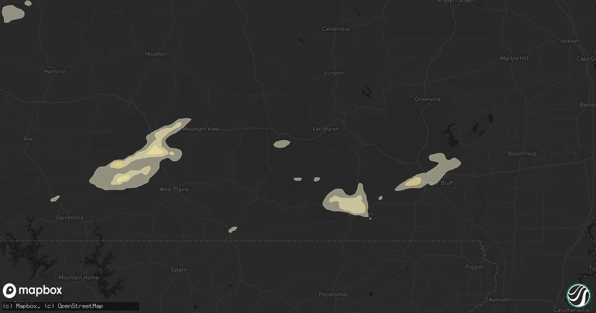 Hail map in Fremont, MO on July 10, 2026