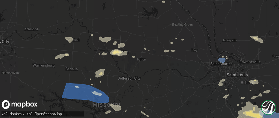 Hail map in Fulton, MO on July 10, 2026