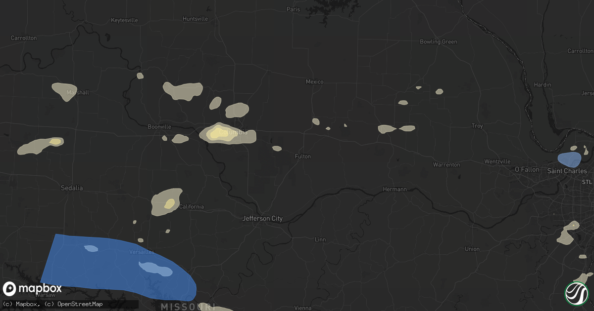 Hail map in Fulton, MO on July 10, 2026