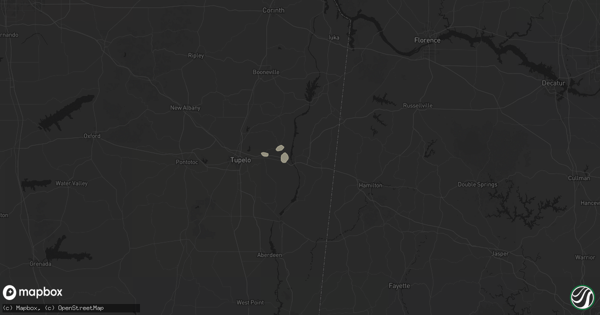 Hail map in Fulton, MS on July 10, 2026