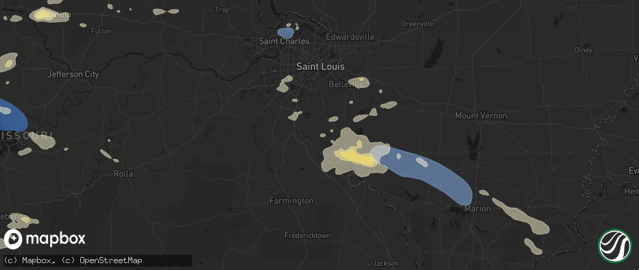 Hail map in Fults, IL on July 10, 2026