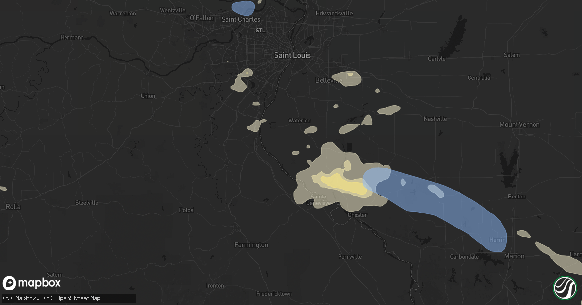 Hail map in Fults, IL on July 10, 2026