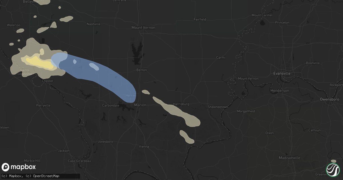 Hail map in Galatia, IL on July 10, 2026