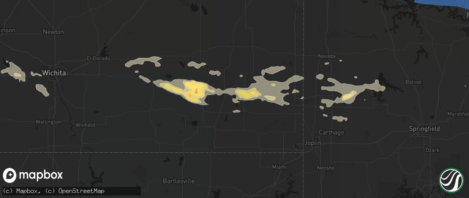 Hail map in Galesburg, KS on July 10, 2026