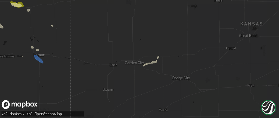 Hail map in Garden City, KS on July 10, 2026