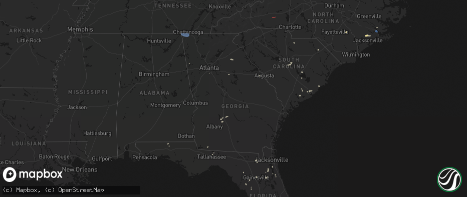 Hail map in Georgia on July 10, 2026