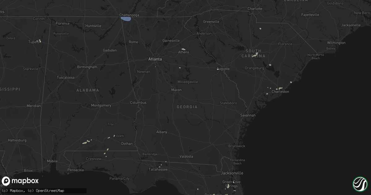 Hail map in Georgia on July 10, 2026