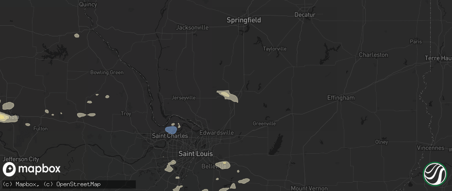 Hail map in Gillespie, IL on July 10, 2026