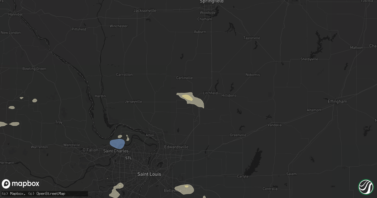 Hail map in Gillespie, IL on July 10, 2026