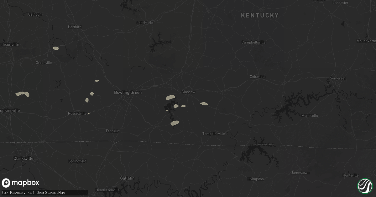 Hail map in Glasgow, KY on July 10, 2026