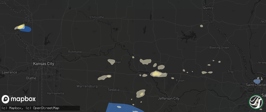 Hail map in Glasgow, MO on July 10, 2026
