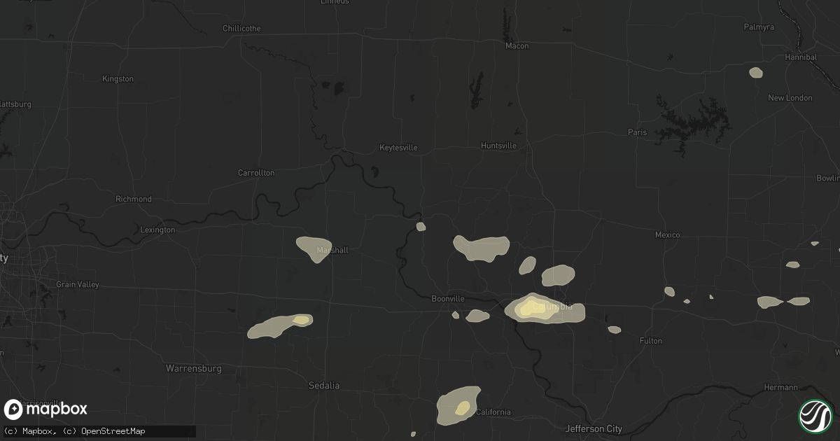 Hail map in Glasgow, MO on July 10, 2026