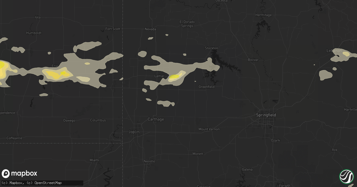 Hail map in Golden City, MO on July 10, 2026
