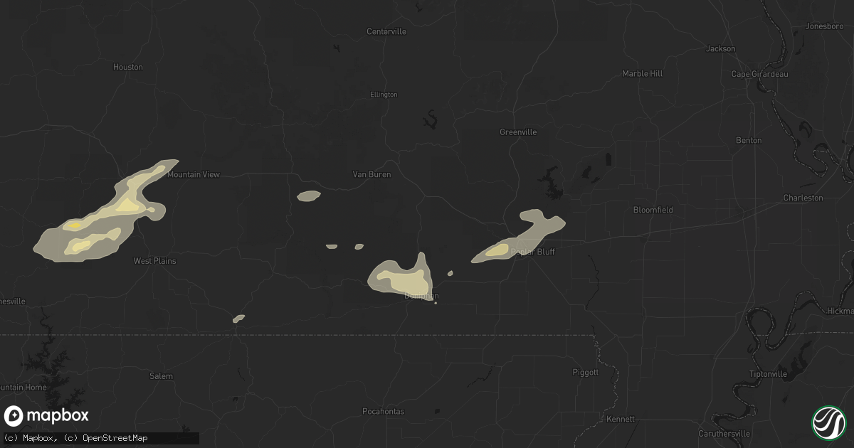 Hail map in Grandin, MO on July 10, 2026