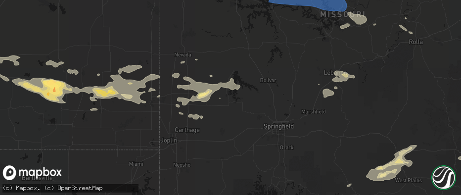 Hail map in Greenfield, MO on July 10, 2026