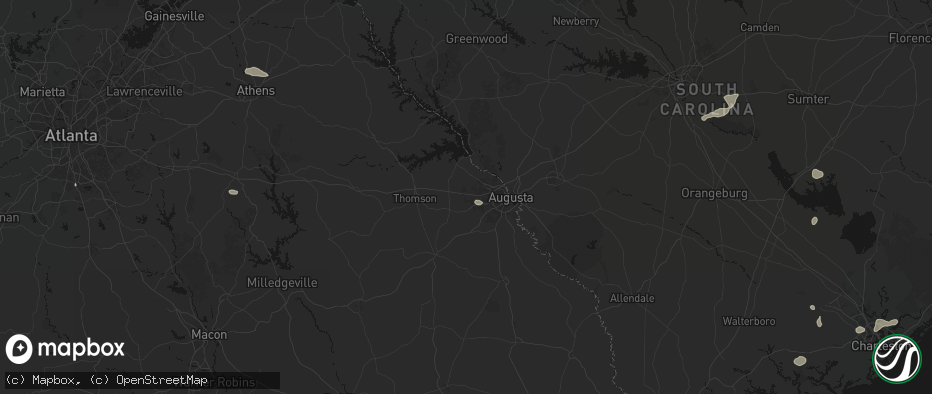Hail map in Grovetown, GA on July 10, 2026