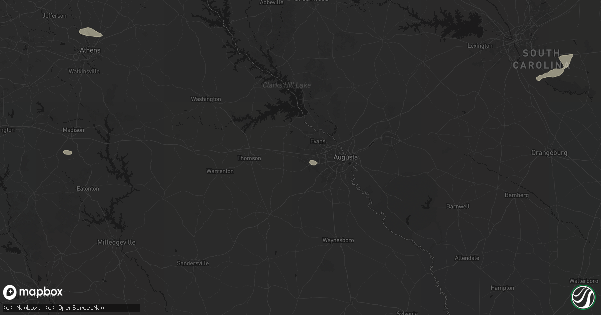 Hail map in Grovetown, GA on July 10, 2026