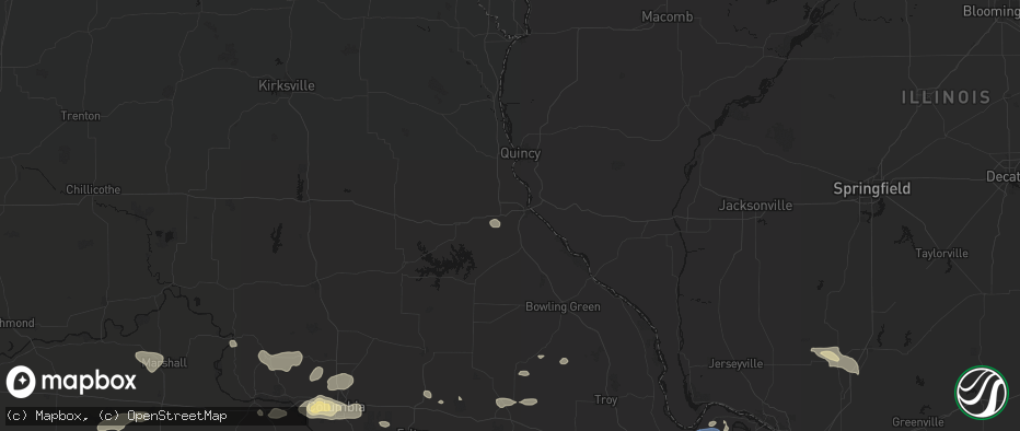 Hail map in Hannibal, MO on July 10, 2026