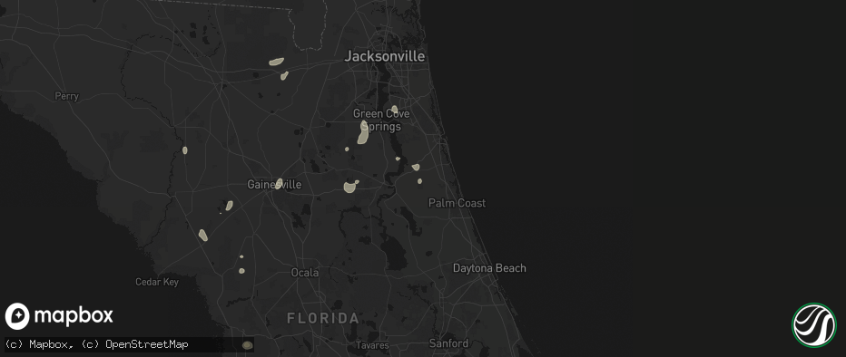 Hail map in Hastings, FL on July 10, 2026