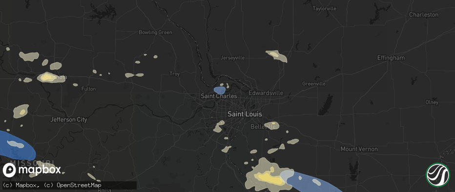 Hail map in Hazelwood, MO on July 10, 2026