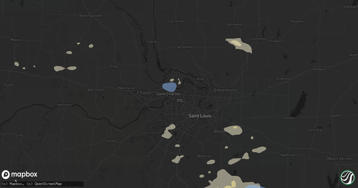 Hail map in Hazelwood, MO on July 10, 2026