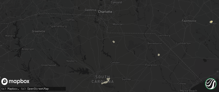 Hail map in Heath Springs, SC on July 10, 2026