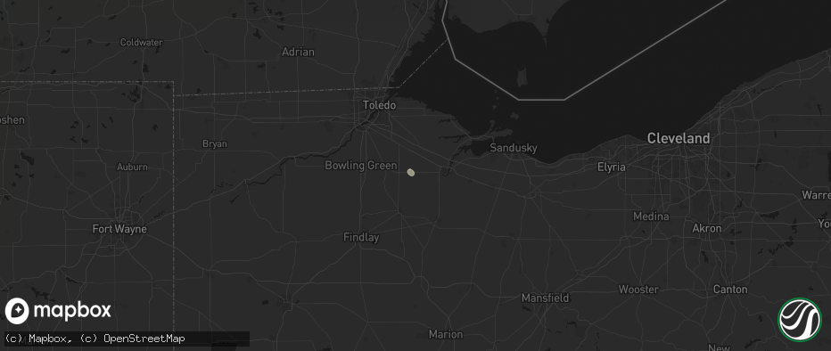 Hail map in Helena, OH on July 10, 2026