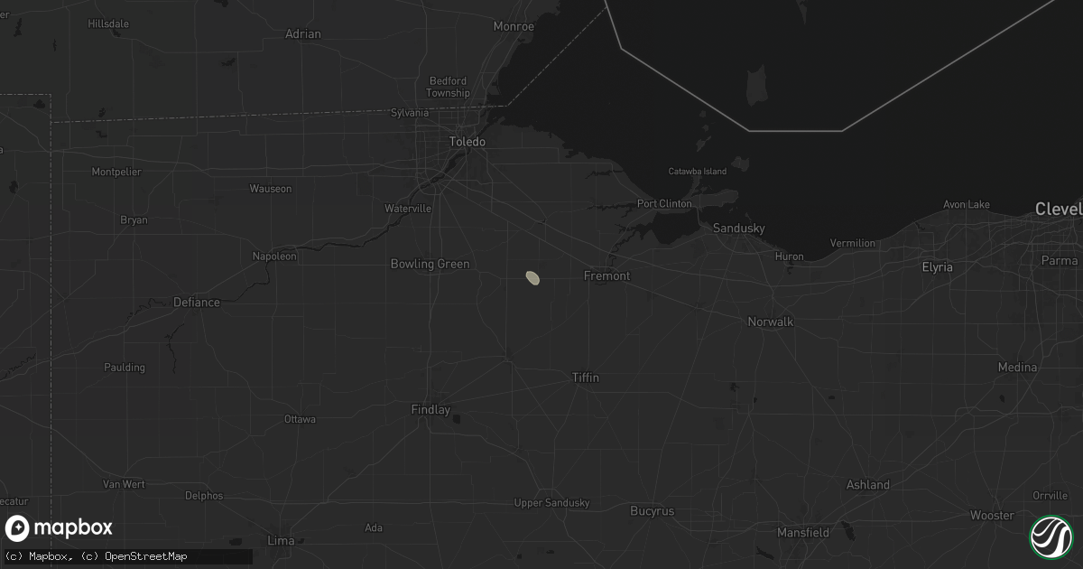 Hail map in Helena, OH on July 10, 2026