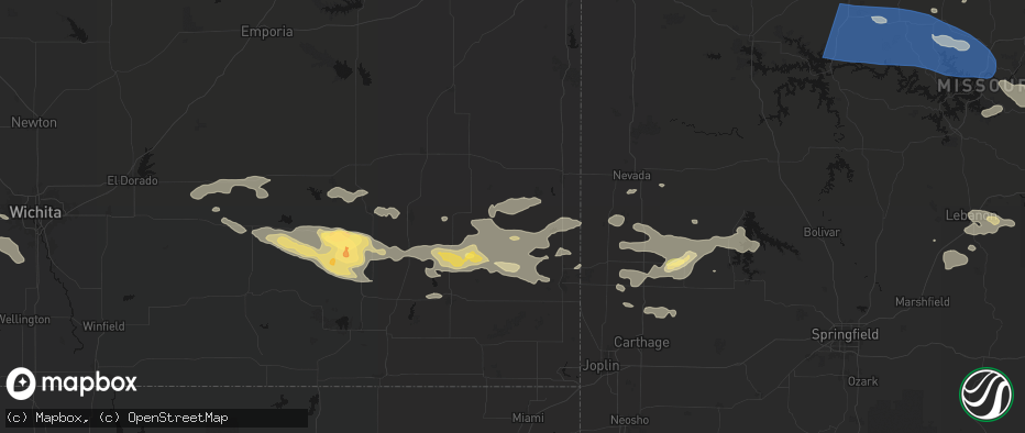 Hail map in Hepler, KS on July 10, 2026