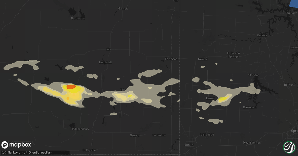 Hail map in Hepler, KS on July 10, 2026