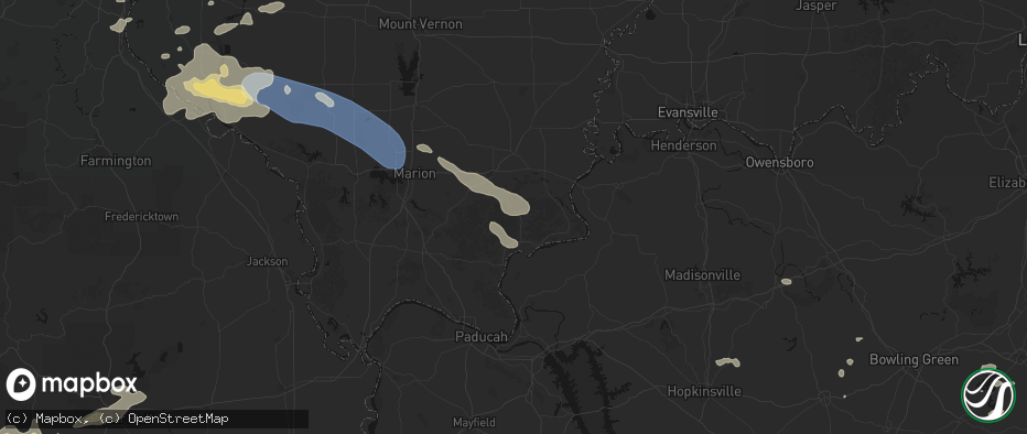 Hail map in Herod, IL on July 10, 2026