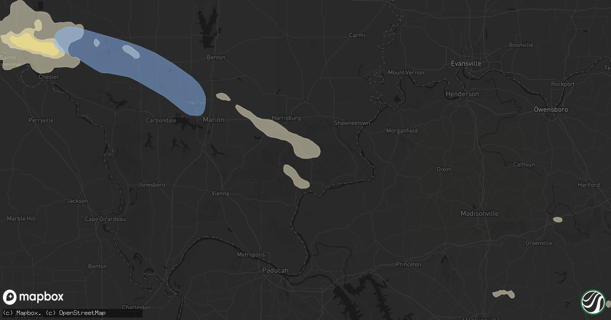 Hail map in Herod, IL on July 10, 2026