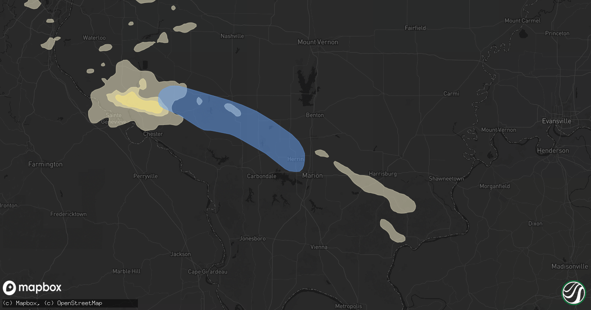 Hail map in Herrin, IL on July 10, 2026
