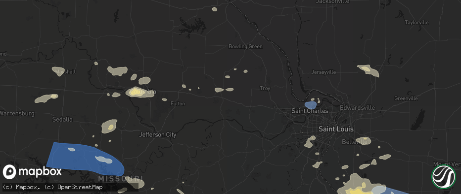 Hail map in High Hill, MO on July 10, 2026