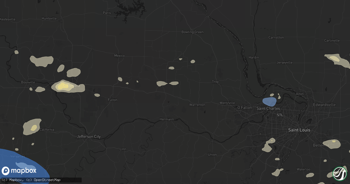 Hail map in High Hill, MO on July 10, 2026