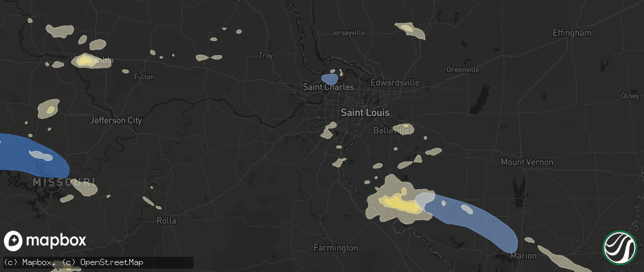 Hail map in High Ridge, MO on July 10, 2026