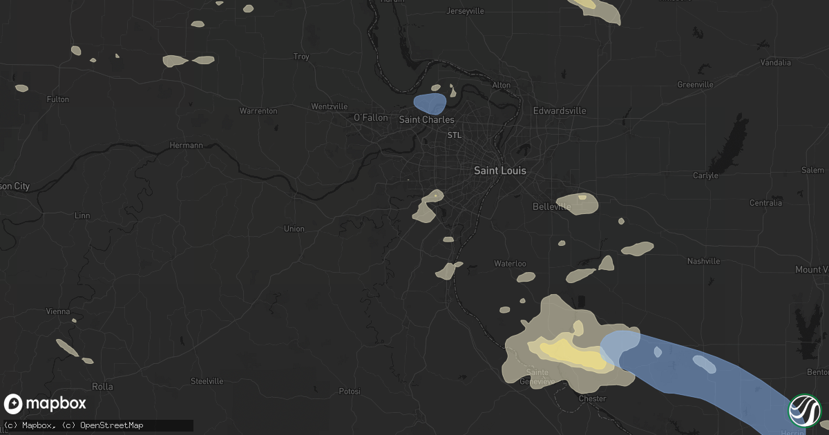 Hail map in High Ridge, MO on July 10, 2026