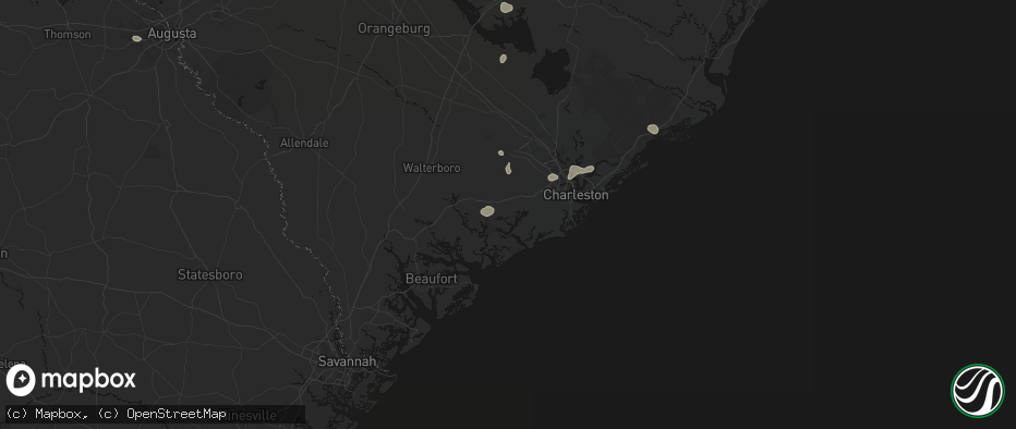 Hail map in Hollywood, SC on July 10, 2026