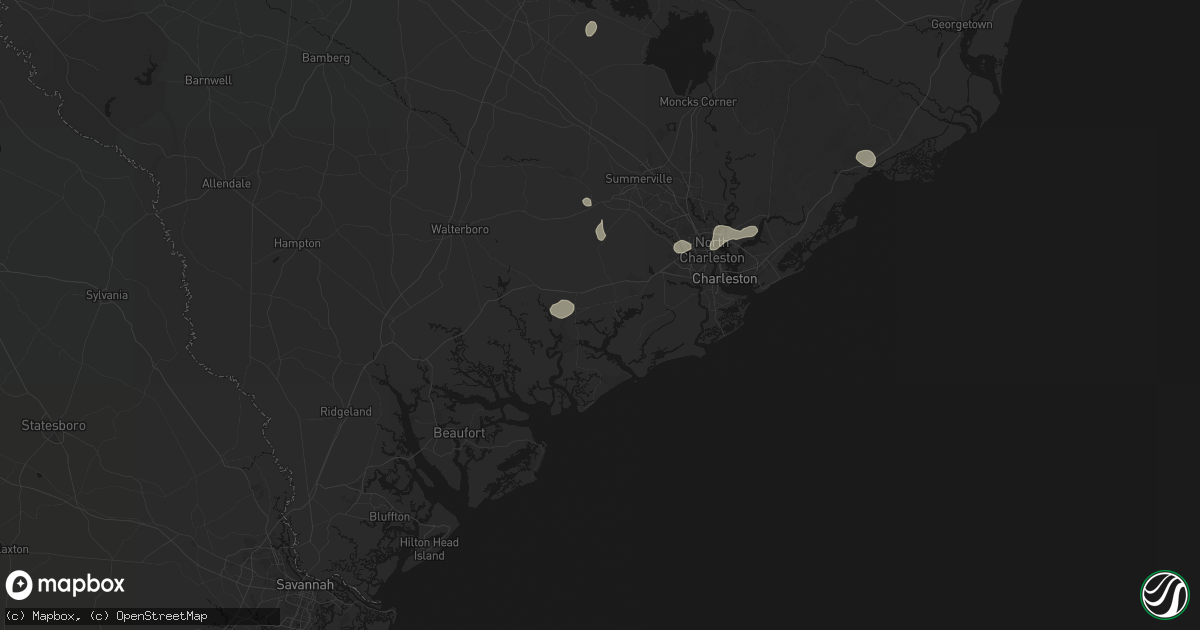 Hail map in Hollywood, SC on July 10, 2026