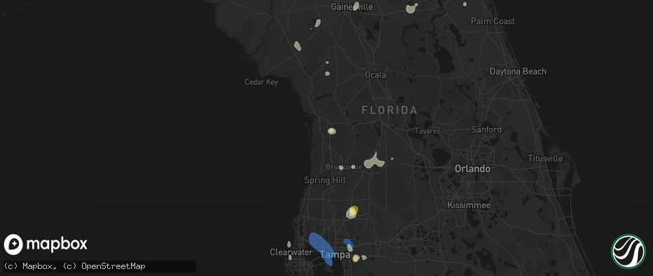 Hail map in Homosassa, FL on July 10, 2026