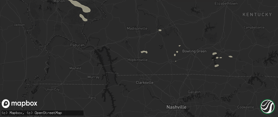 Hail map in Hopkinsville, KY on July 10, 2026