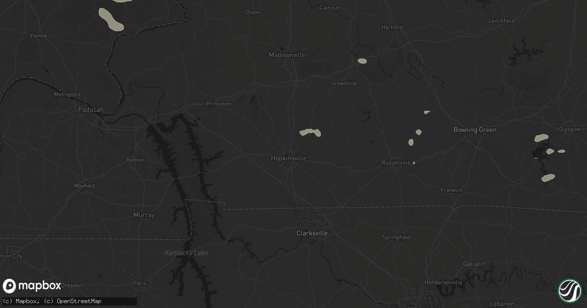 Hail map in Hopkinsville, KY on July 10, 2026