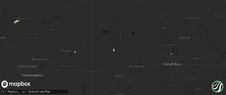 Hail map in Houston, OH on July 10, 2026