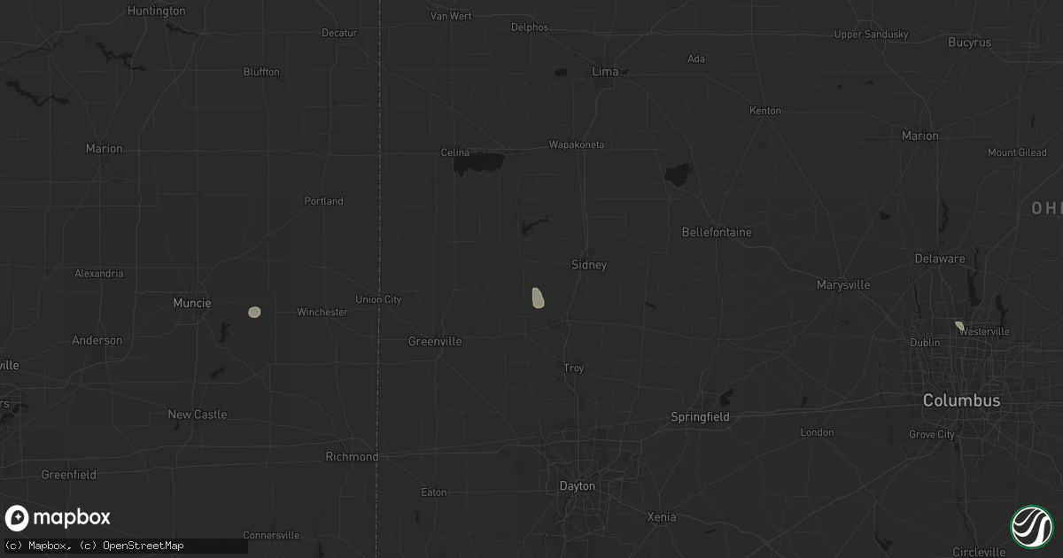Hail map in Houston, OH on July 10, 2026