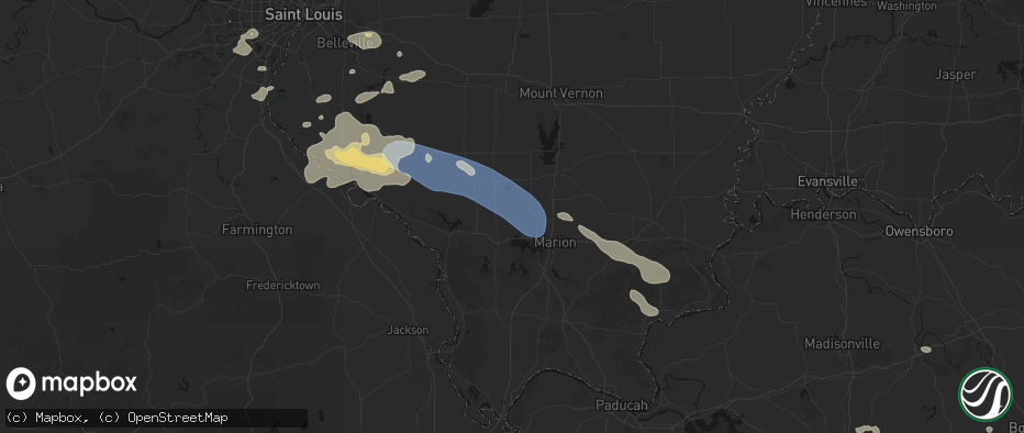 Hail map in Hurst, IL on July 10, 2026