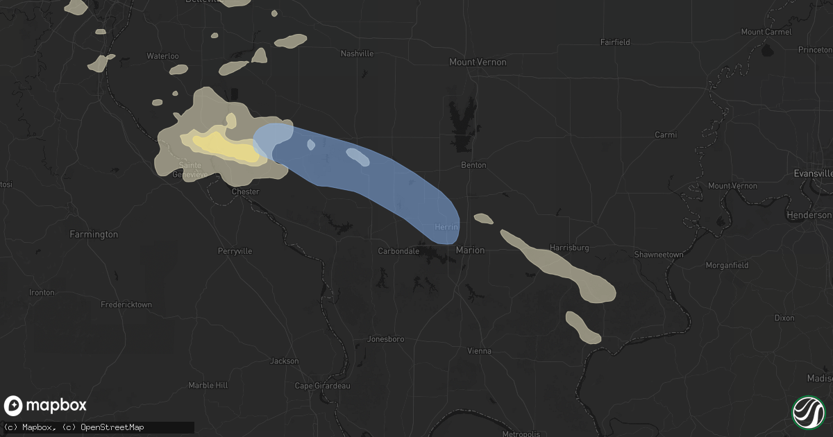 Hail map in Hurst, IL on July 10, 2026