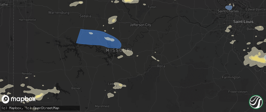 Hail map in Iberia, MO on July 10, 2026